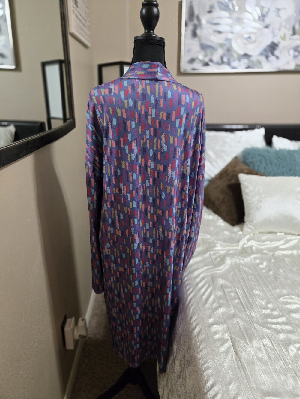 Long Open Duster Cardigan in Multicolor Geometric Print NWOT size Xl - Picture 3 of 8